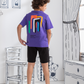 Boys' single lycra pajamas and brassiere top with print on the bodice and back