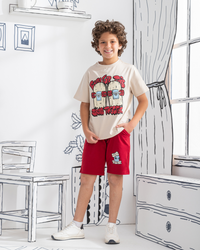 Skate بيجامه أولادي نصف كم براسولا طباعه صدر  شورت مطبوع