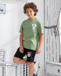 gudetama بيجامه أولادي نص كم سنجل ليكرا طباعه صدر و ظهر  شورت