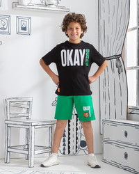 okay بيجامه أولادي نص كم سنجل ليكرا صباعه صدر و ظهر  شورت