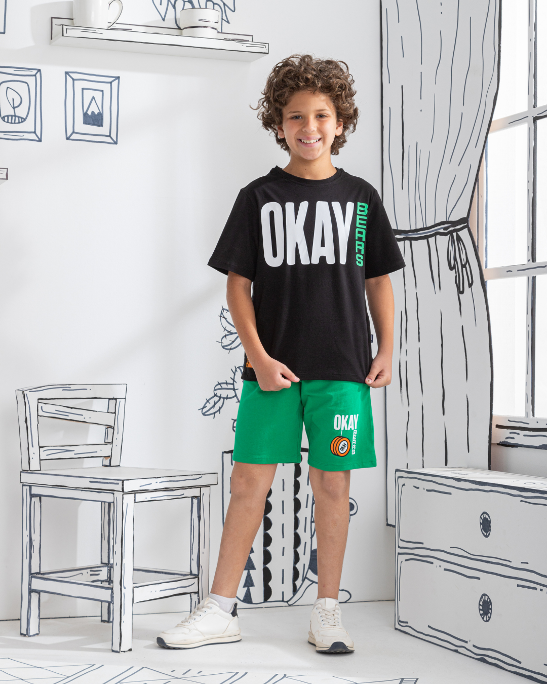 okay بيجامه أولادي نص كم سنجل ليكرا صباعه صدر و ظهر  شورت