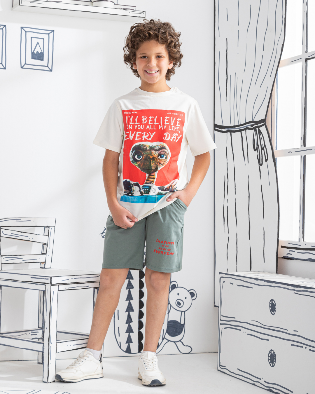 BELIEVE نص كم وشورت سنجل ليكرا b بيجامه اولادي