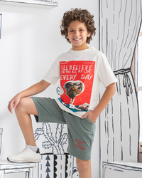 BELIEVE نص كم وشورت  سنجل ليكرا b بيجامه اولادي