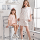 Floral Pointelle Girls' half-sleeved pajamas and shorts printed with roses