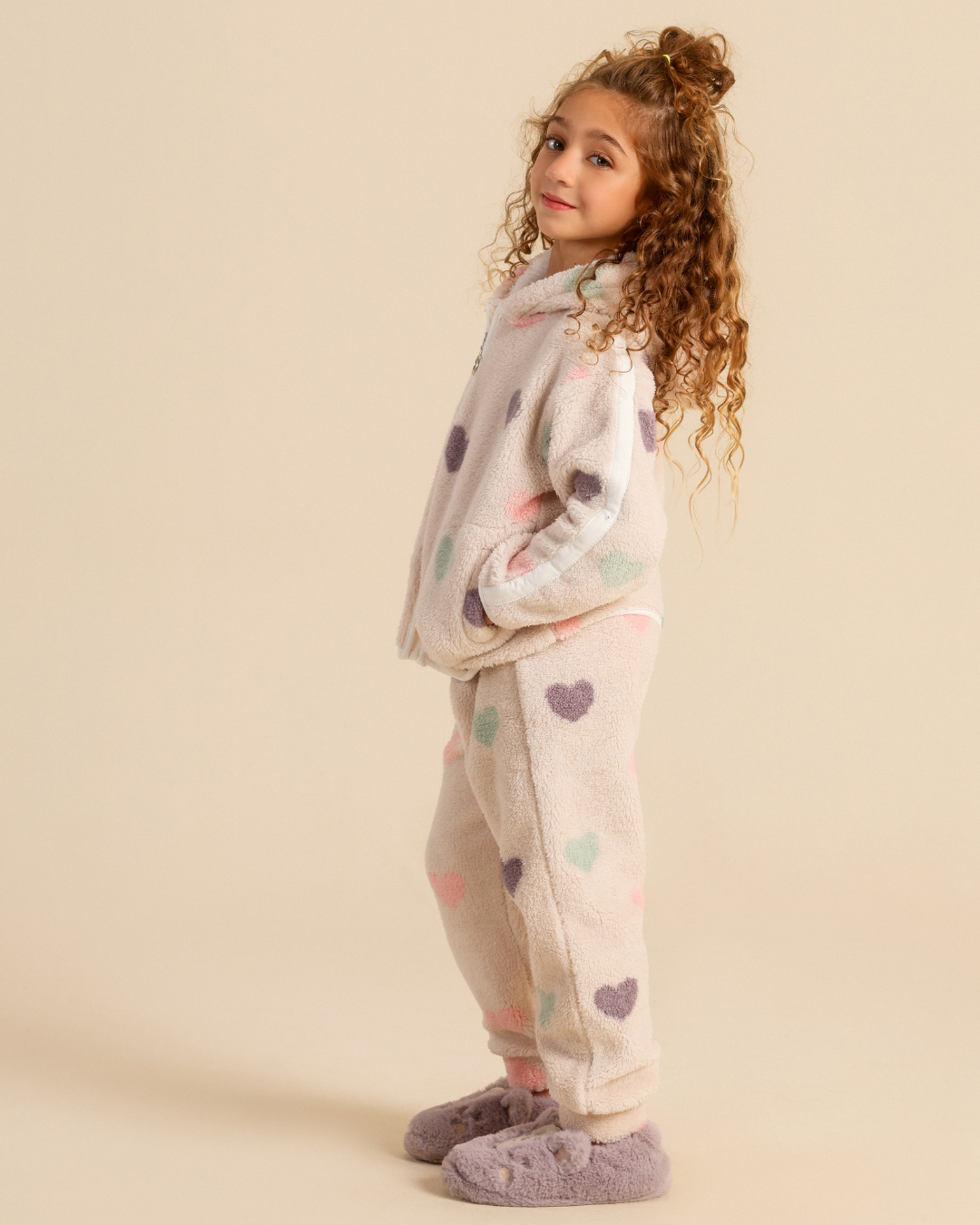 Girls pajama in colorful hearts