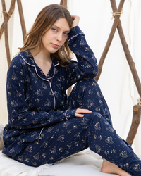 Pajamas for women, open sleeves, rotary branches