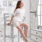Floral Pointelle Girls' half-sleeved pajamas and shorts printed with roses