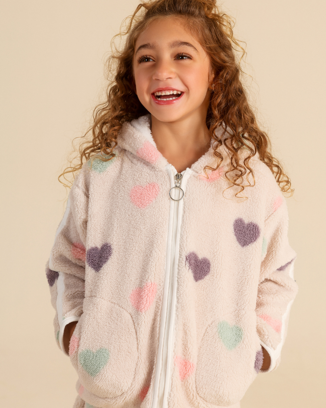 Girls pajama in colorful hearts