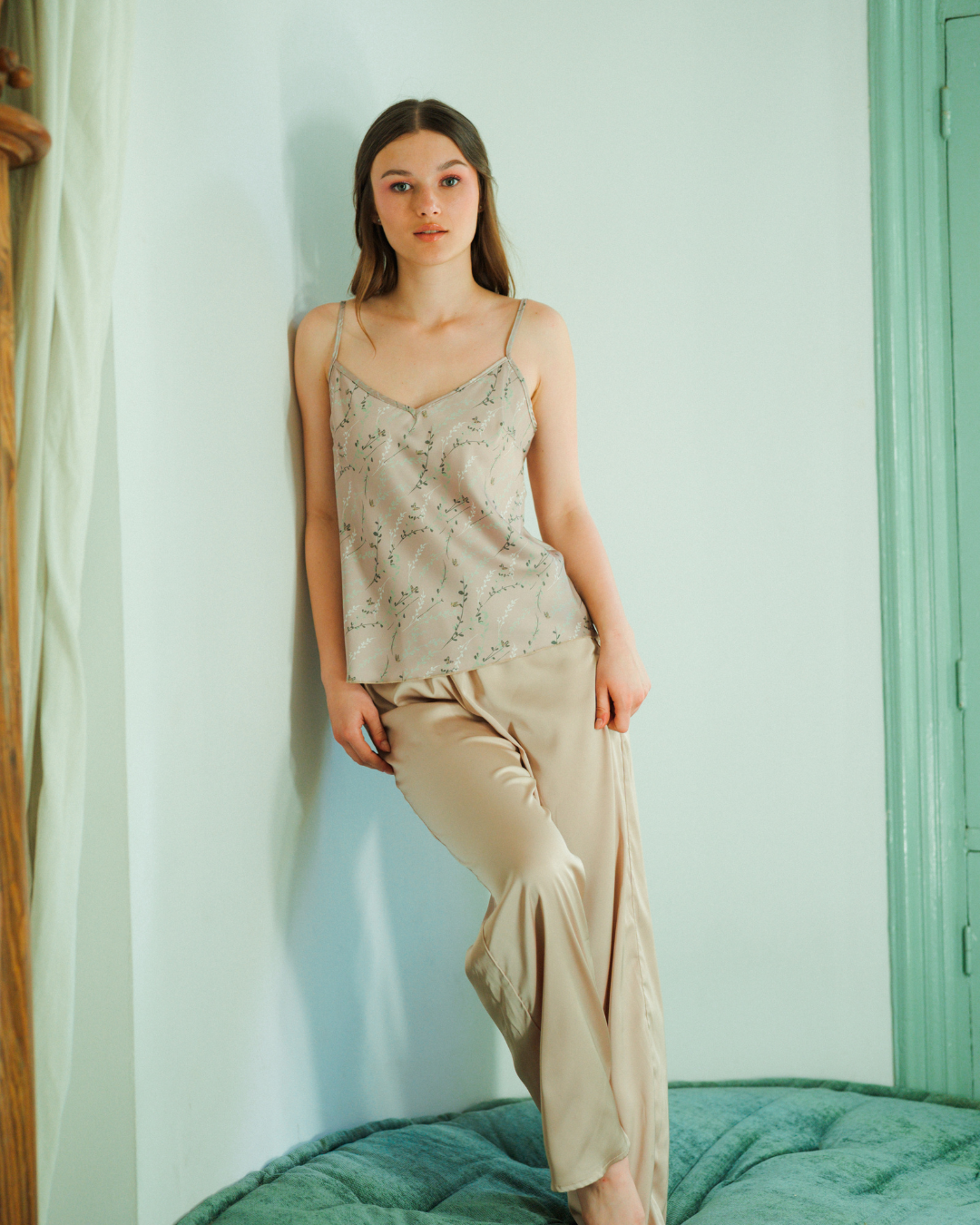 بيجاما ساتان مطبوع  بنطلون