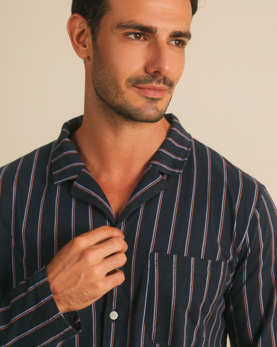 Striped Button-Front Pajamas