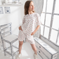 Floral Pointelle Girls' half-sleeved pajamas and shorts printed with roses