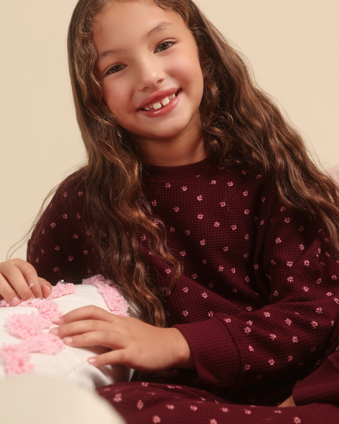 A Warm Color Floral Pajama for Girls
