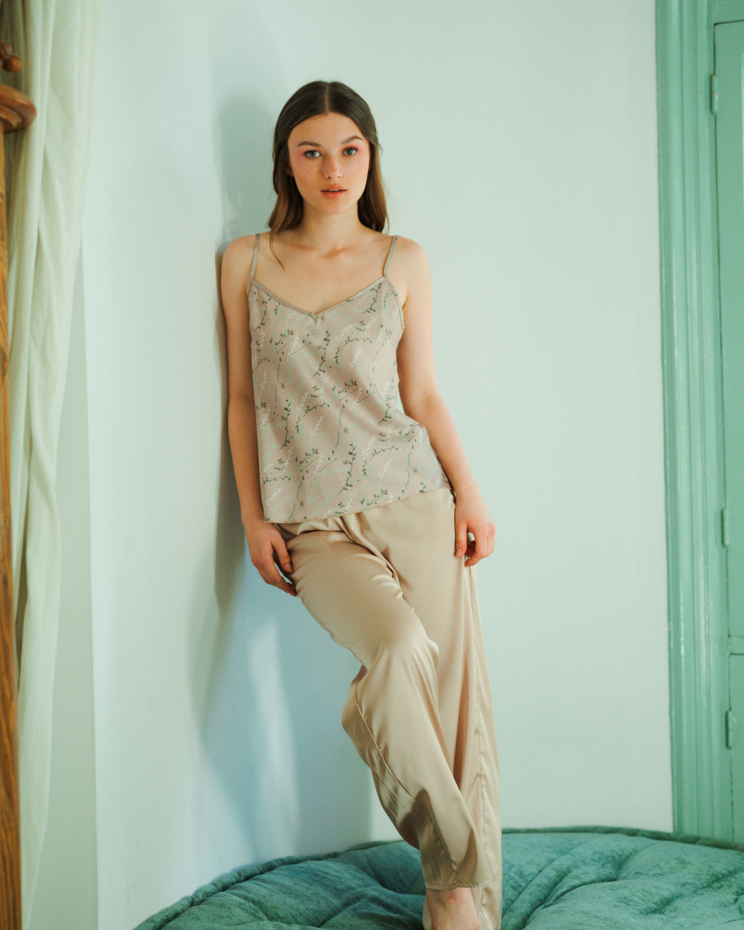 بيجاما ساتان مطبوع  بنطلون