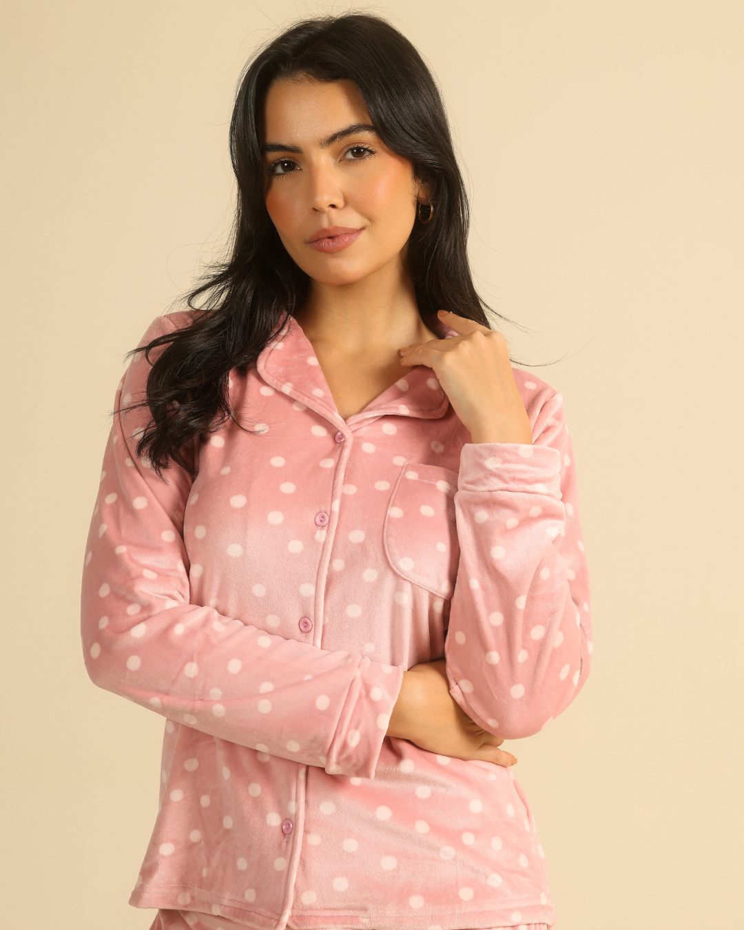 Polka Dots Women Classic pajama in Nude