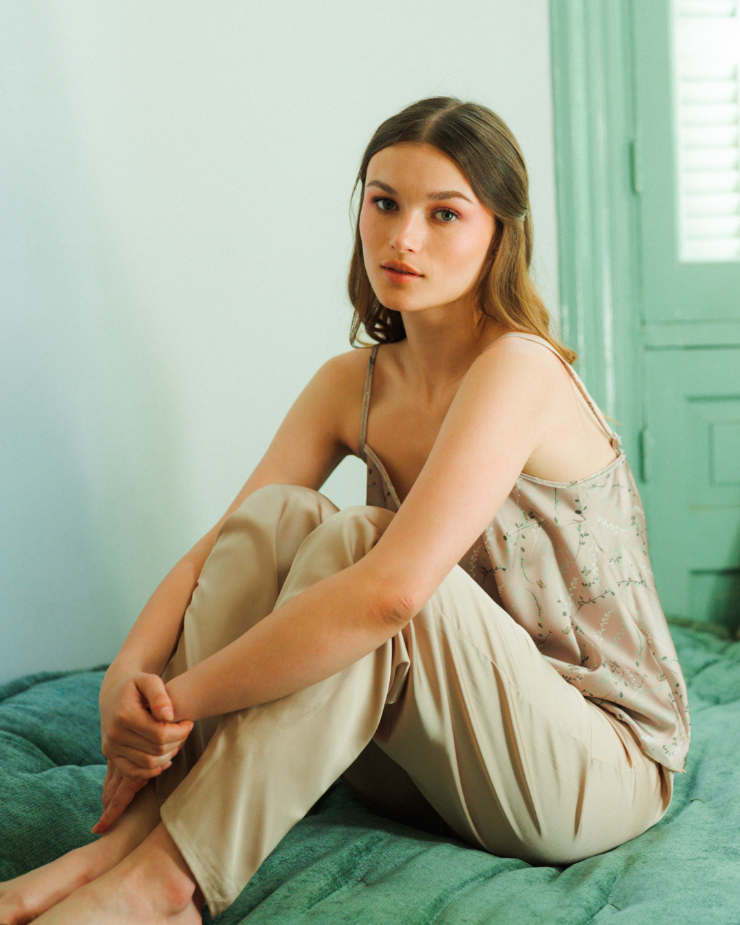 بيجاما ساتان مطبوع  بنطلون