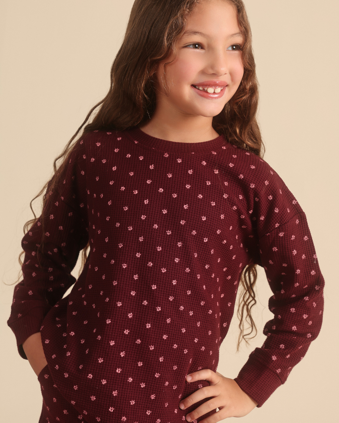 A Warm Color Floral Pajama for Girls