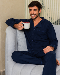 بيجاما رجالي بزراير و كُم طويل