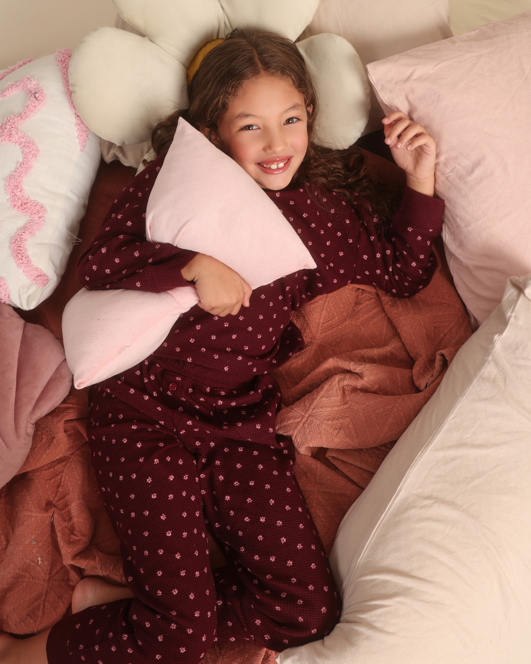 Burgundy Floral Print Pajamas