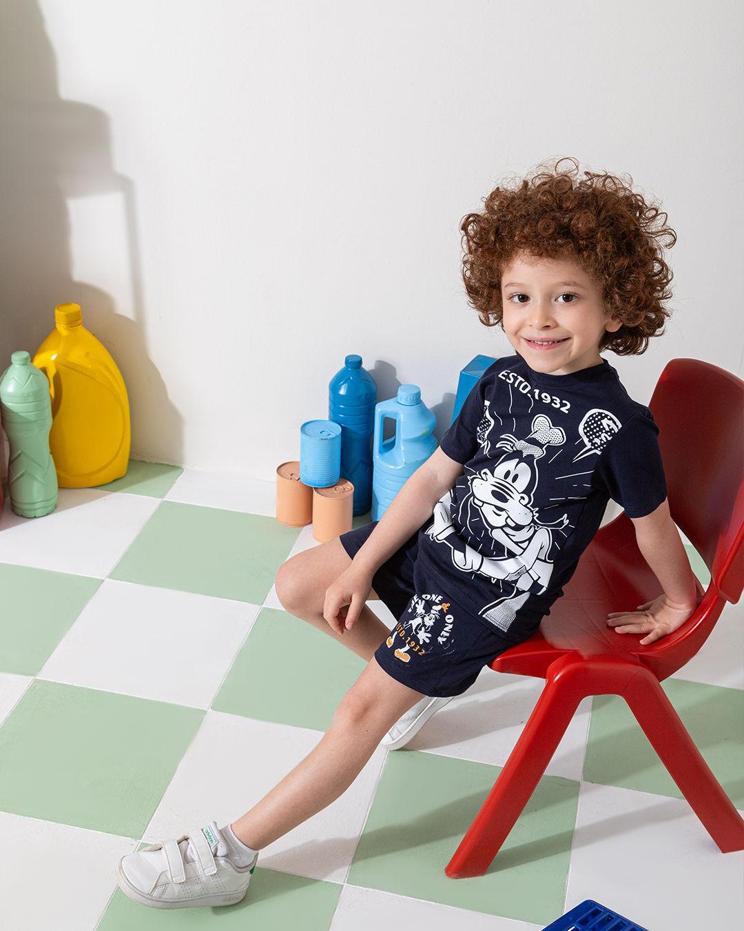 MARVY Goofy The One Only بيجامة اولادي وسط كحلي