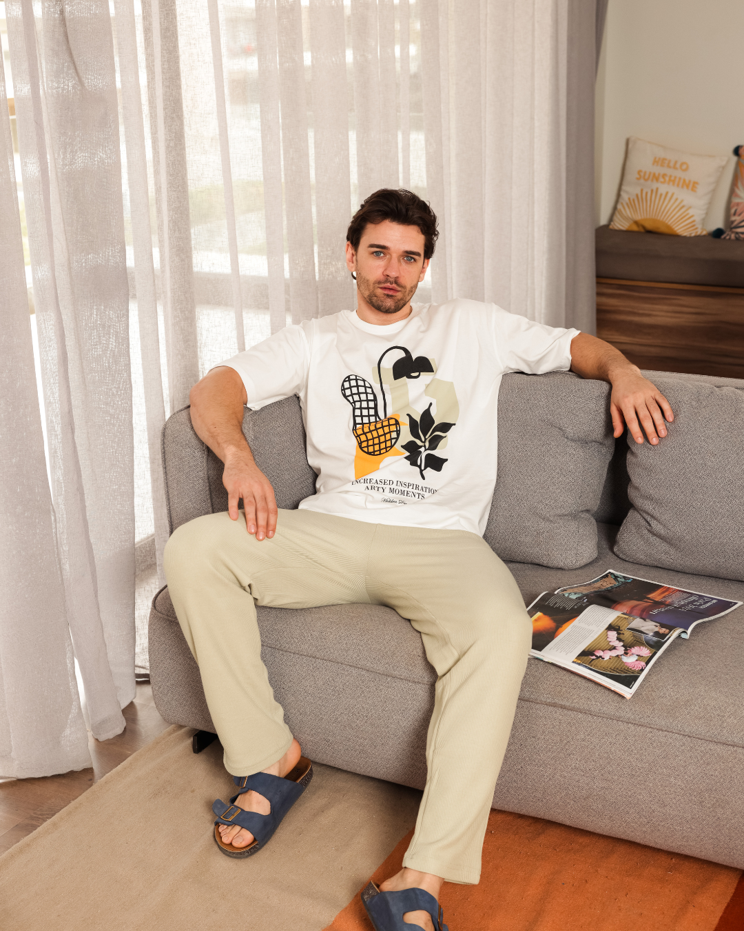 بيجاما نص كم كولا عريضة و بنطلون جاكارد