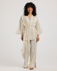 Women's Pajama Set 3 Pieces Striped in Spring Colors