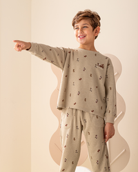 Warm Night Puppy Long Sleeve Pajamas jacquard