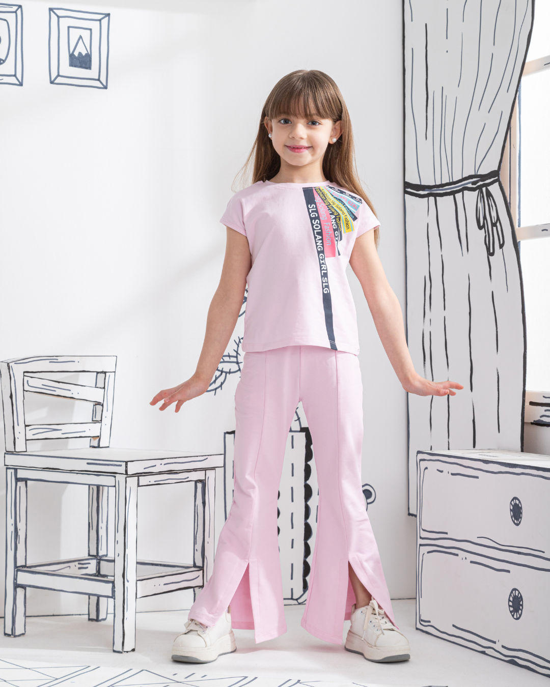 slg solang girl بيجامه بناتي تيشرت كات وبنطلون