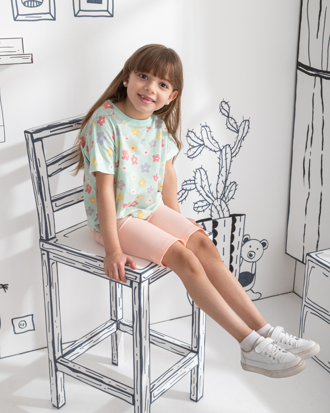 Colorful Flowers بيجاما بناتي نُص كُم