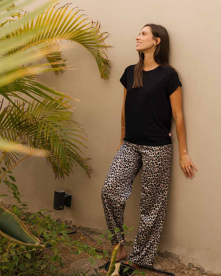 Black Leopard بيجاما حريمي نُص كم