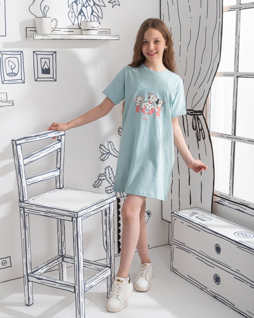 101 Dalmatians قميص نوم بناتي نُص كُم