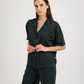 Green Leopard Women's Buttoned Pajamas