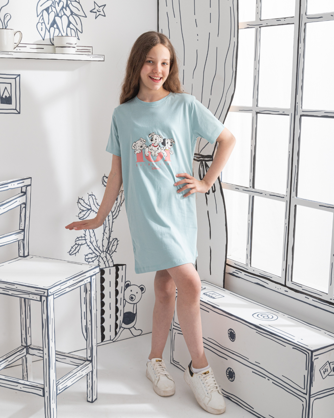 101 Dalmatians قميص نوم بناتي نُص كُم