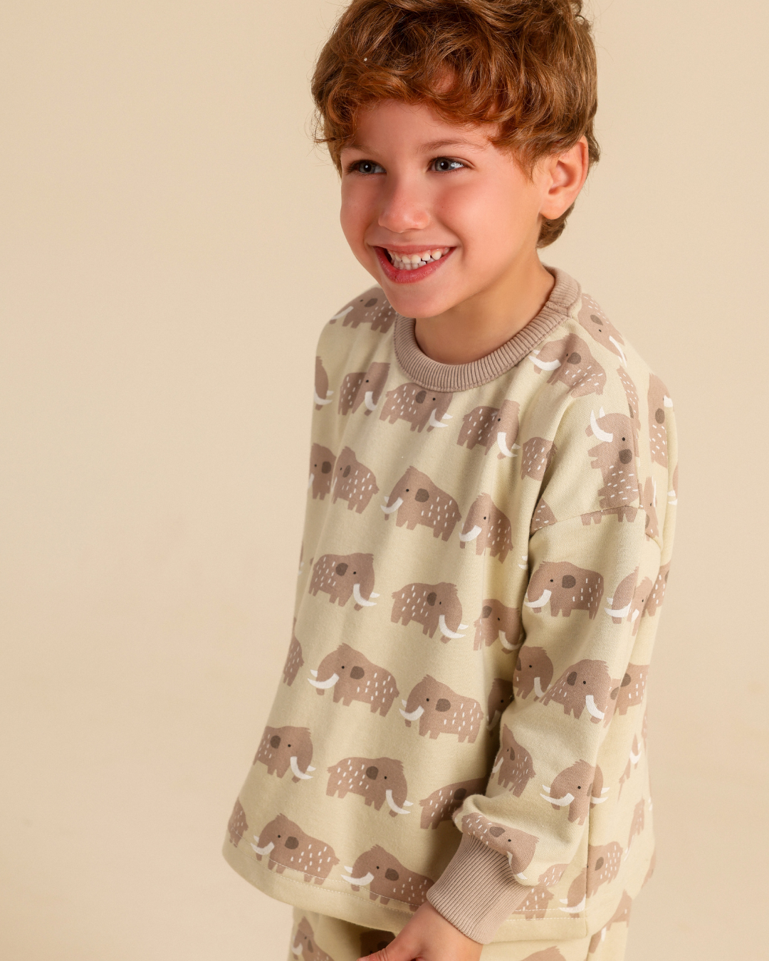 Boys' pajamas with a cute mammoth print