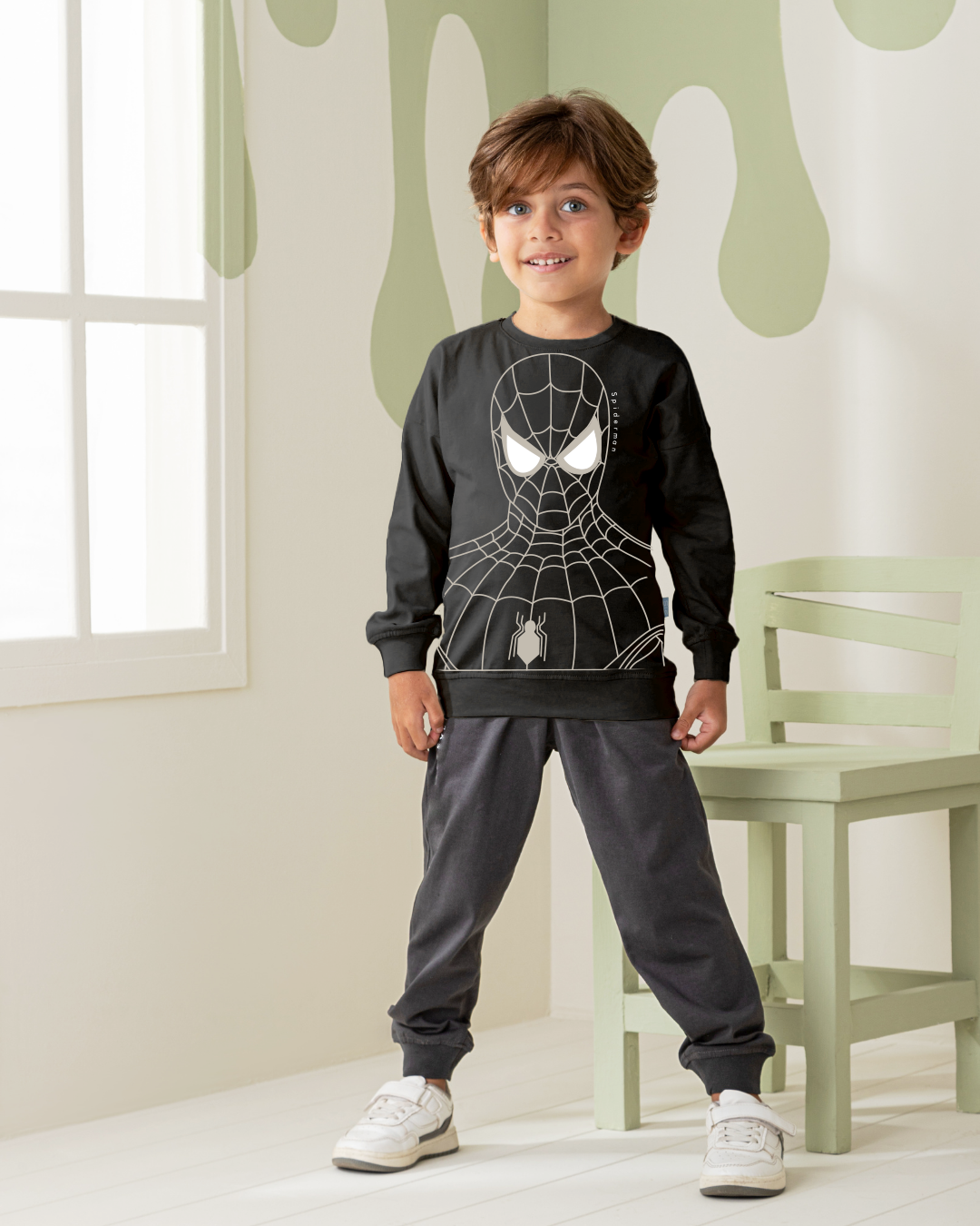 Spiderman Outline بيجاما أولادي كُم طويل