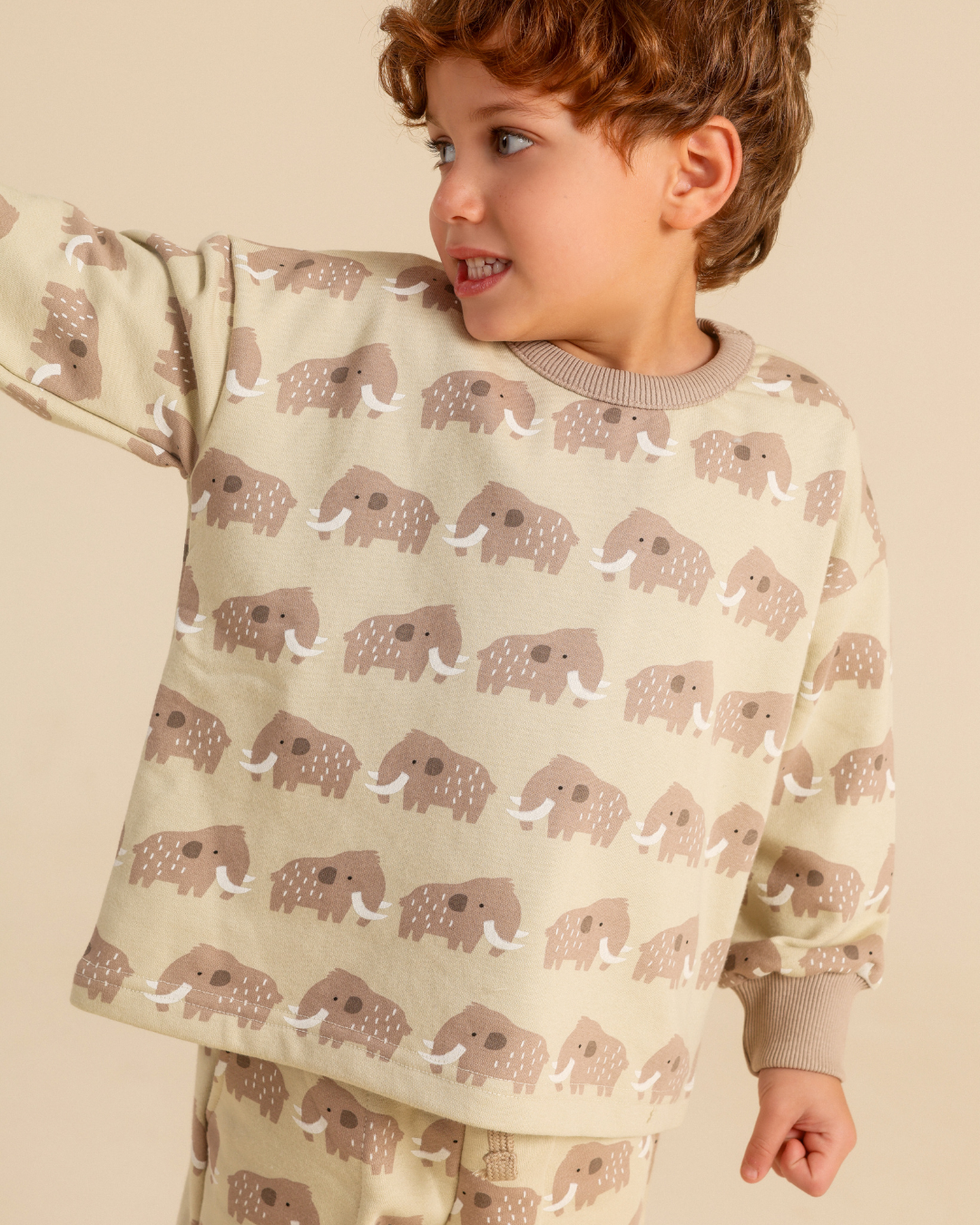 Boys' pajamas with a cute mammoth print