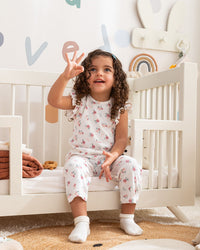 Pointelle flowerبيجاما بيبي بناتي مطبوع