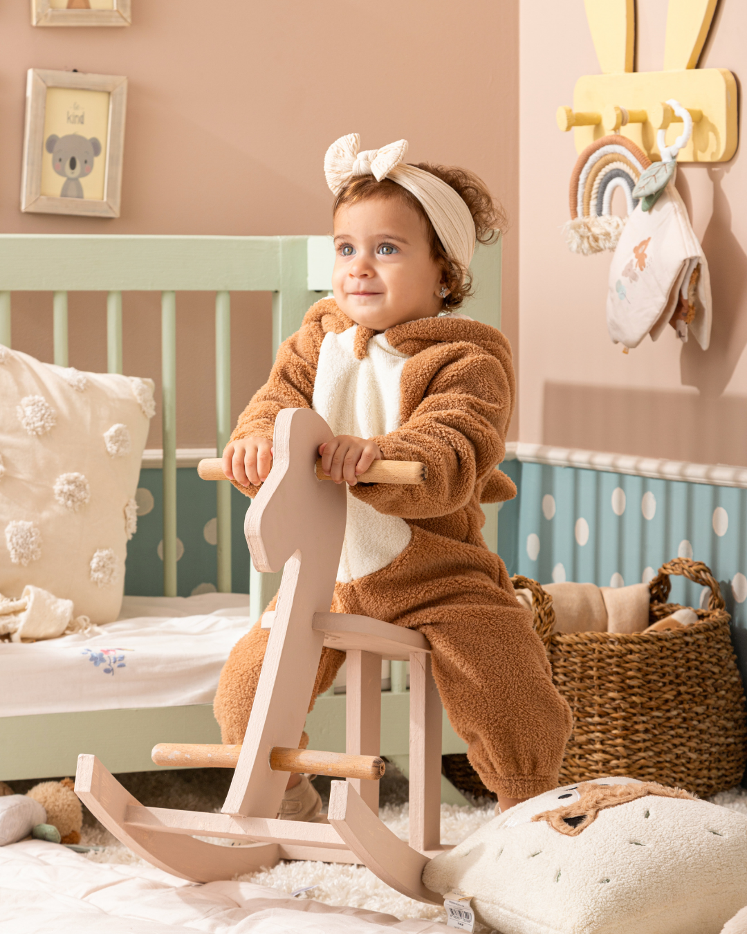 Deer Jumbsuit Baby jumpsuit with cabochon and fur zipper