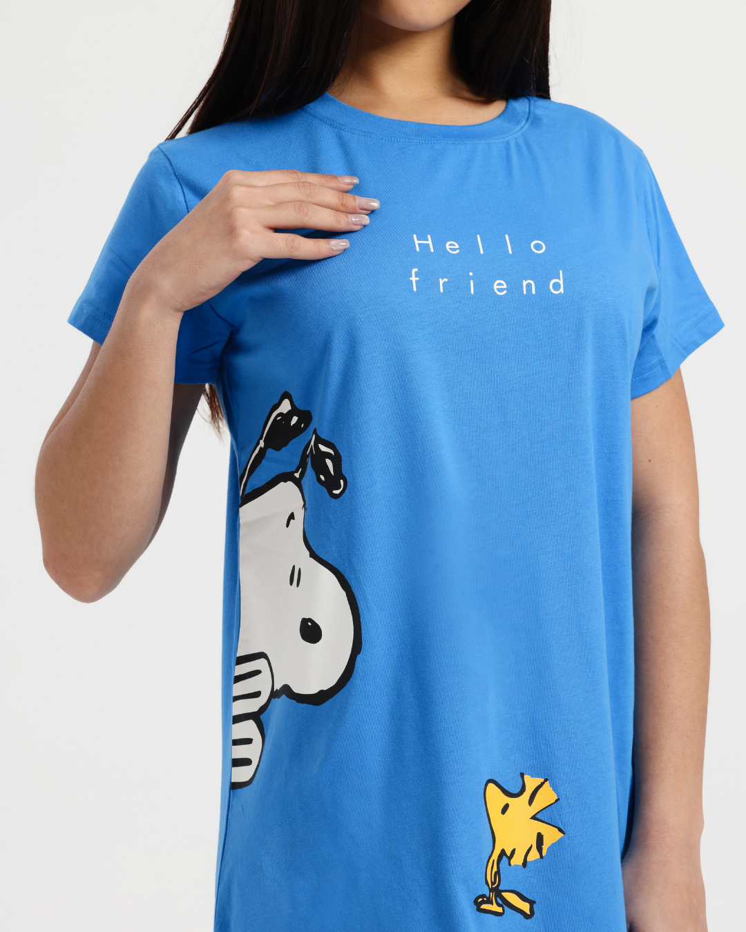 قميص نوم نسائي بتصميم سنوبي باللون الأزرق