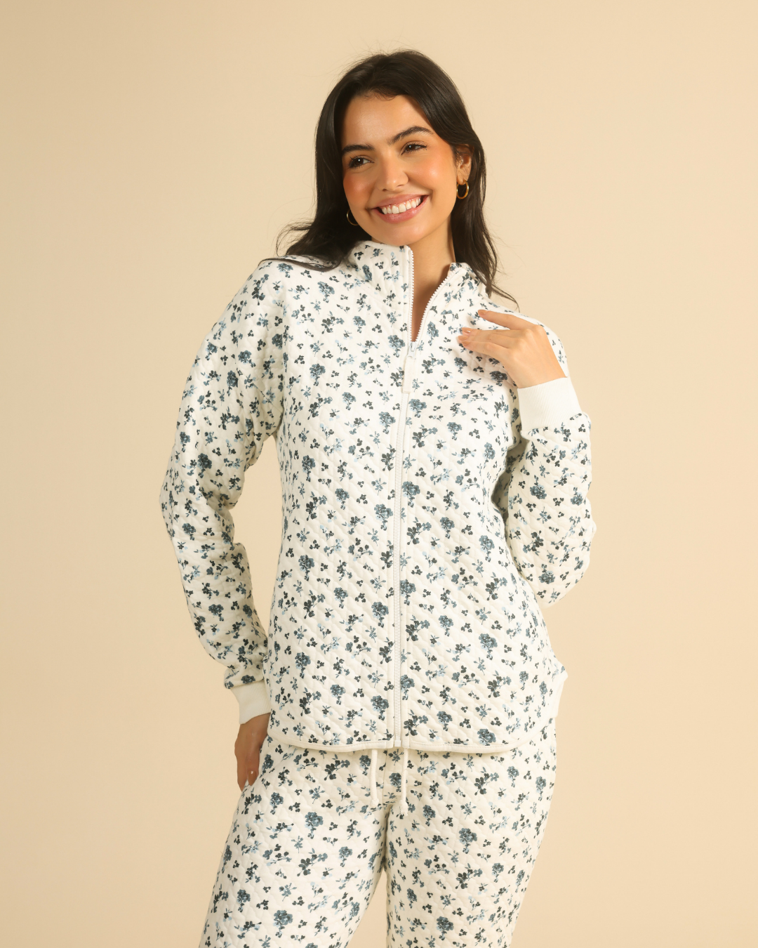 Floral Quilted Women Pajama in snow Colors