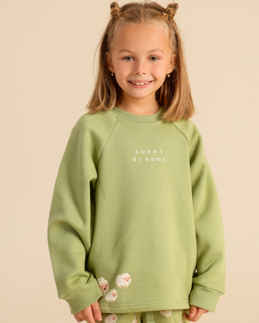 Girls' winter pajamas with a happy sheep print