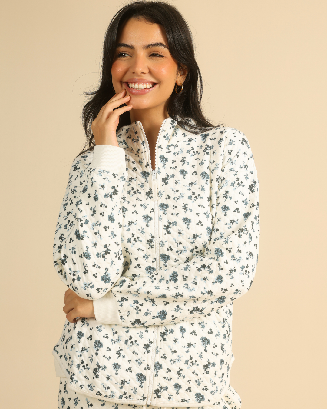 Floral Quilted Women Pajama in snow Colors