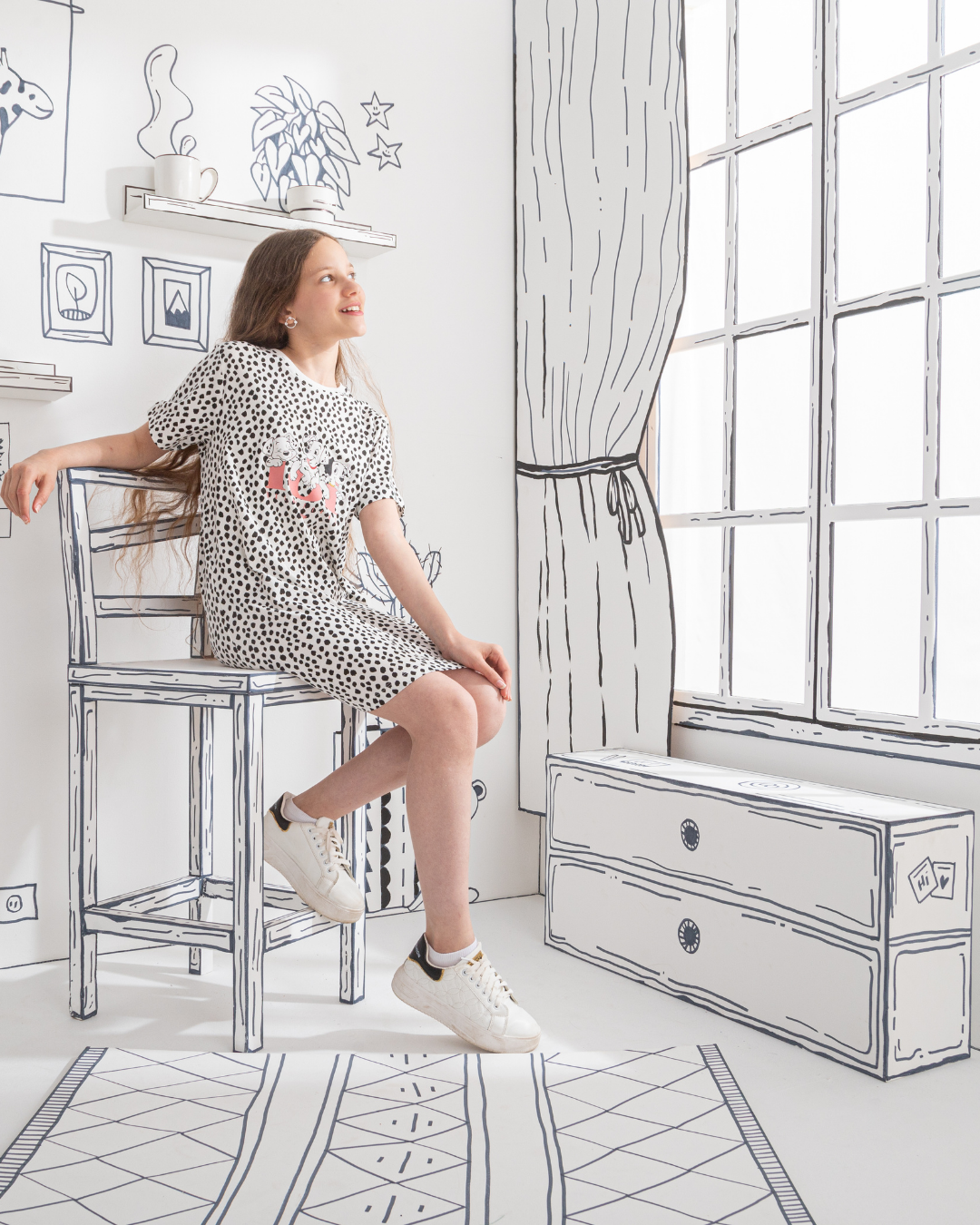 101 Dalmatians قميص نوم بناتي نُص كُم