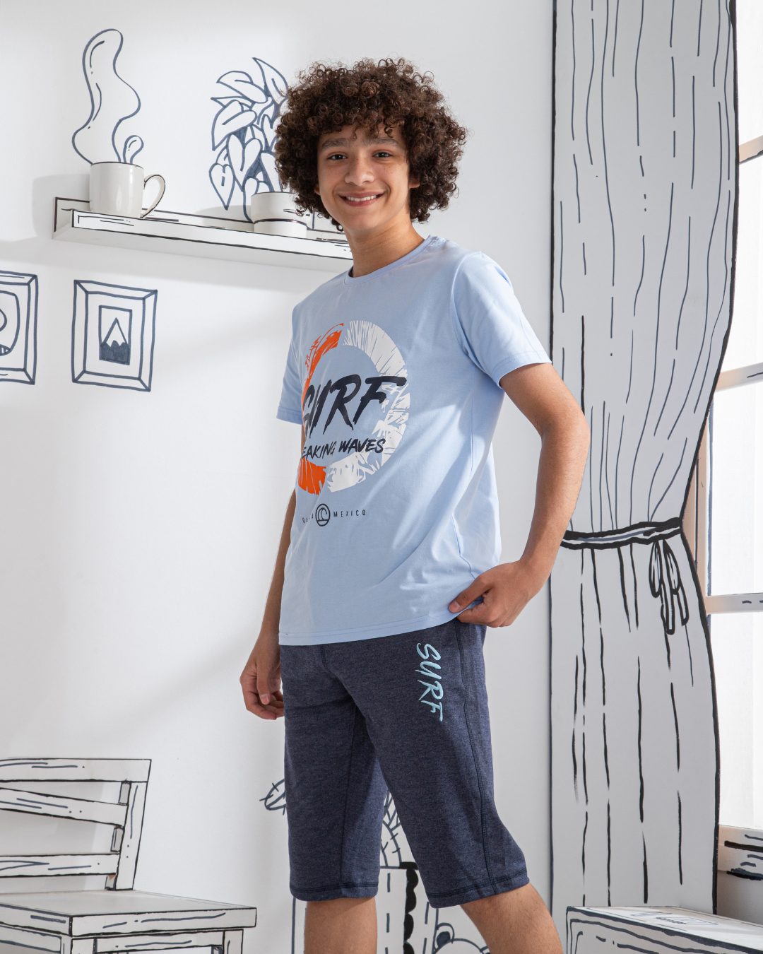 Surf print pajamas for boys