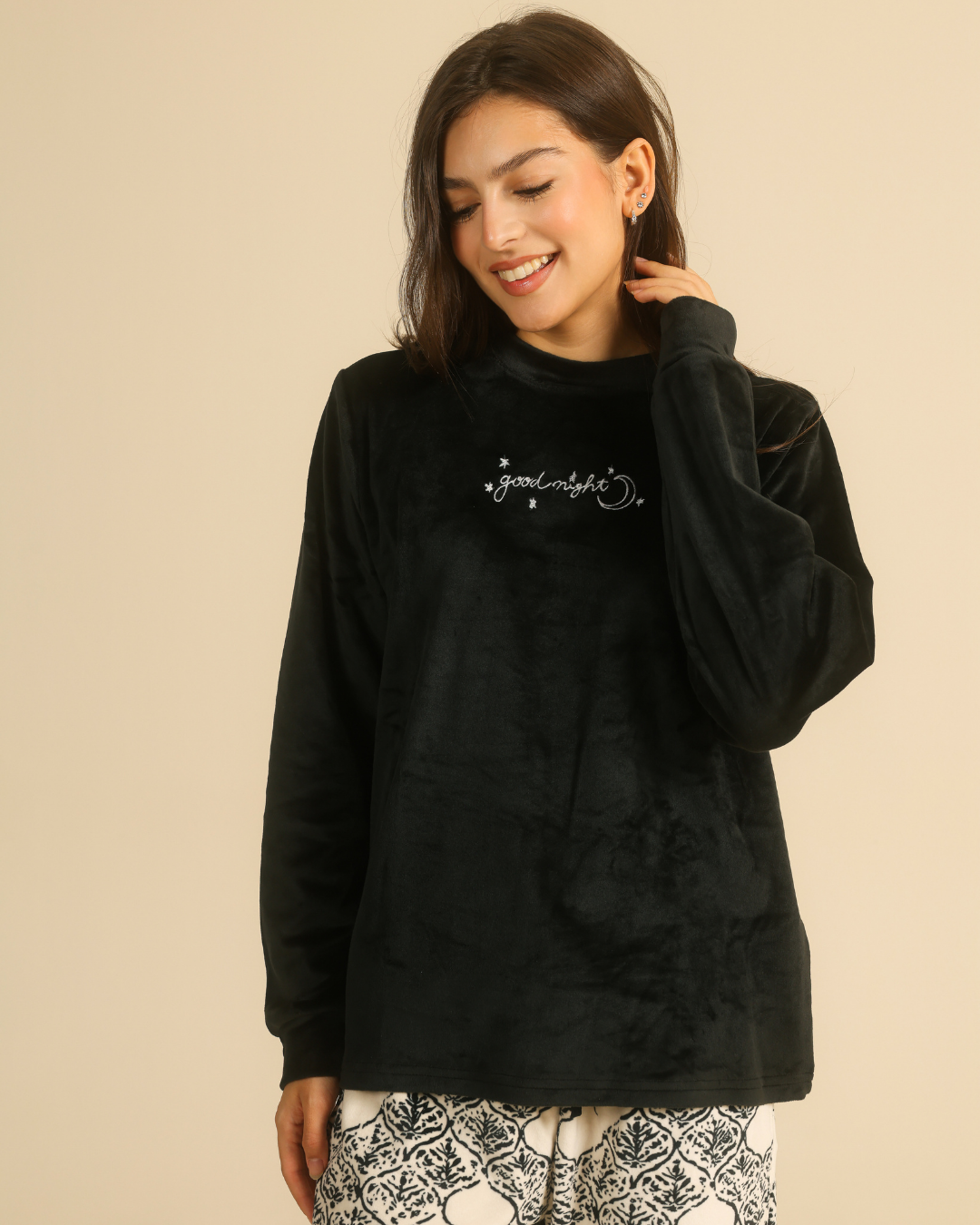 Pajama set in black pearl nights