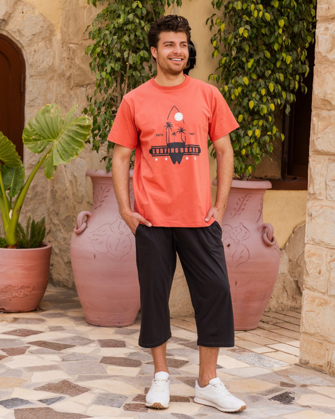 ESTD 1967 بيجاما رجالي نص كم و بنتاكور طويل