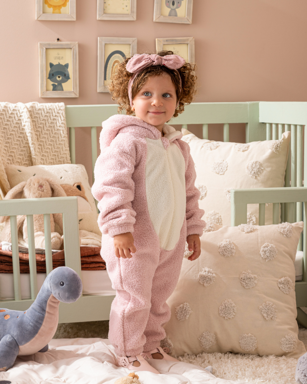 Unicorn baby girls' jumpsuit with cabochon and zipper