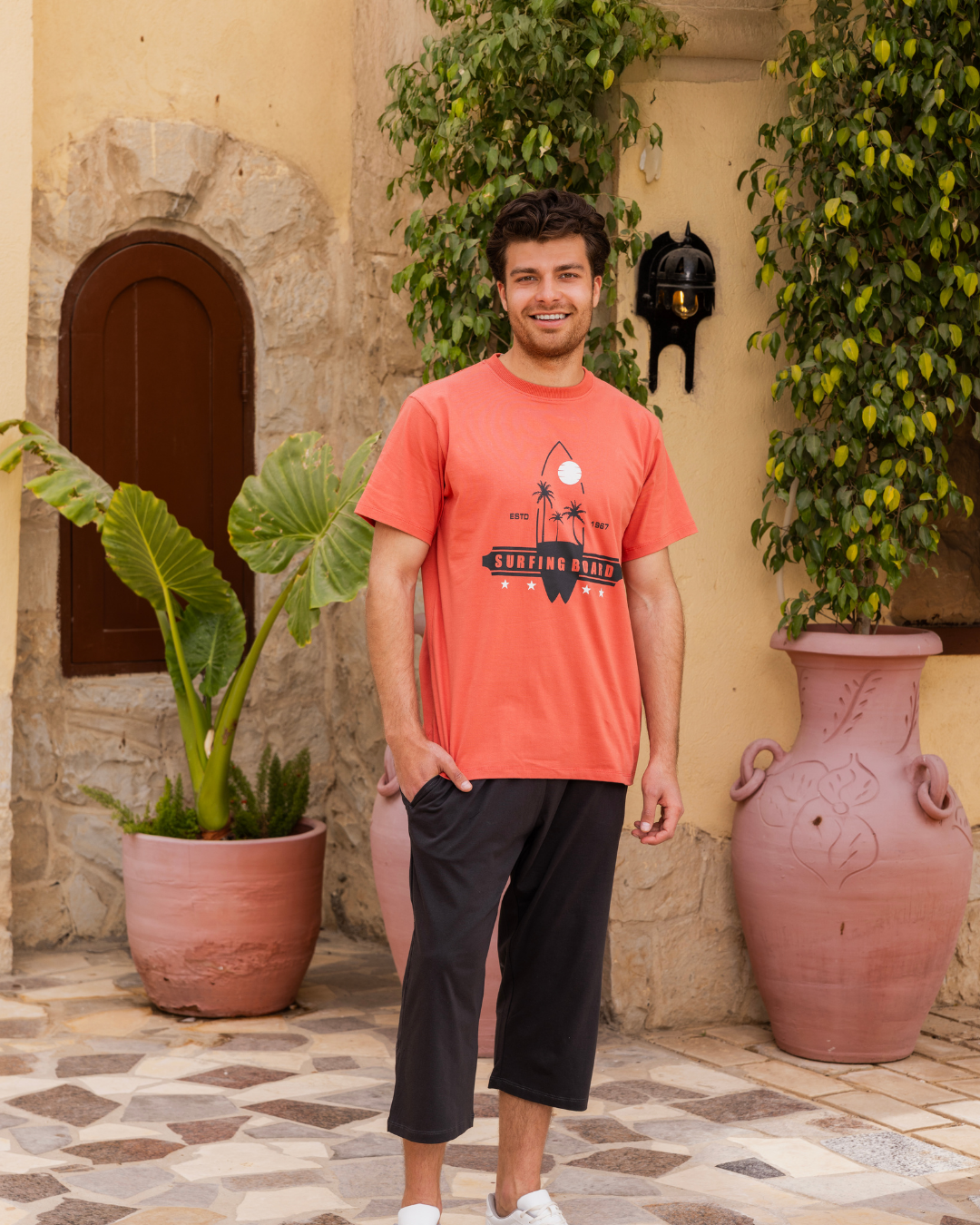 ESTD 1967 بيجاما رجالي نص كم و بنتاكور طويل