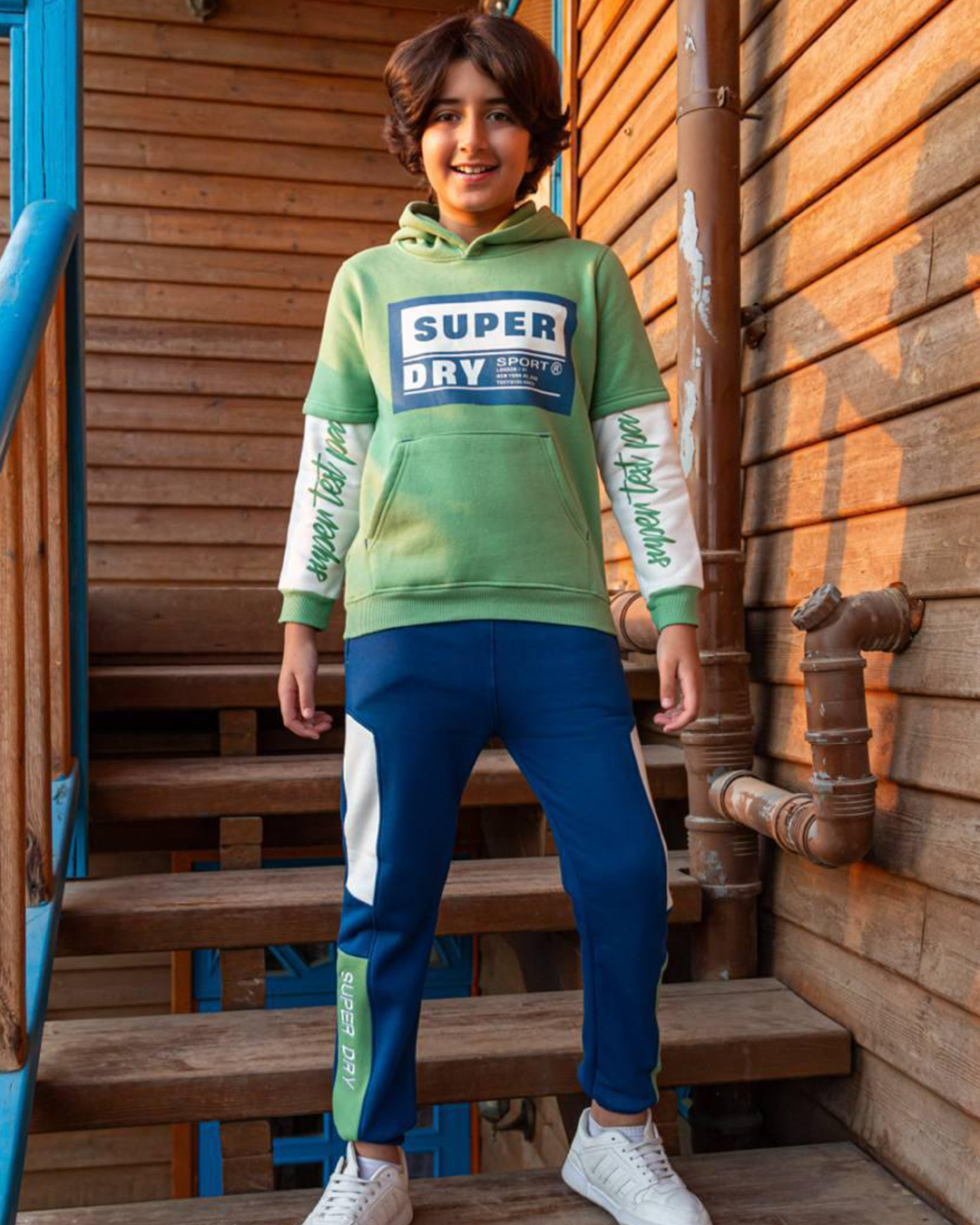 SUPER DRY Boys' Pajamas with Sleeves and Pants with Pouch