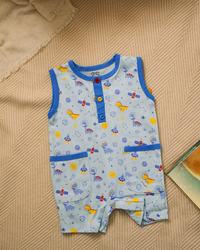 Baby romper with space dinosaurs