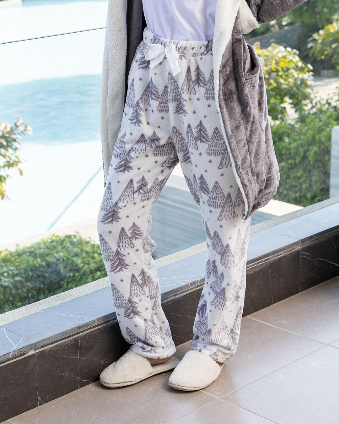 Women's winter trousers with drawstring Christmas tree